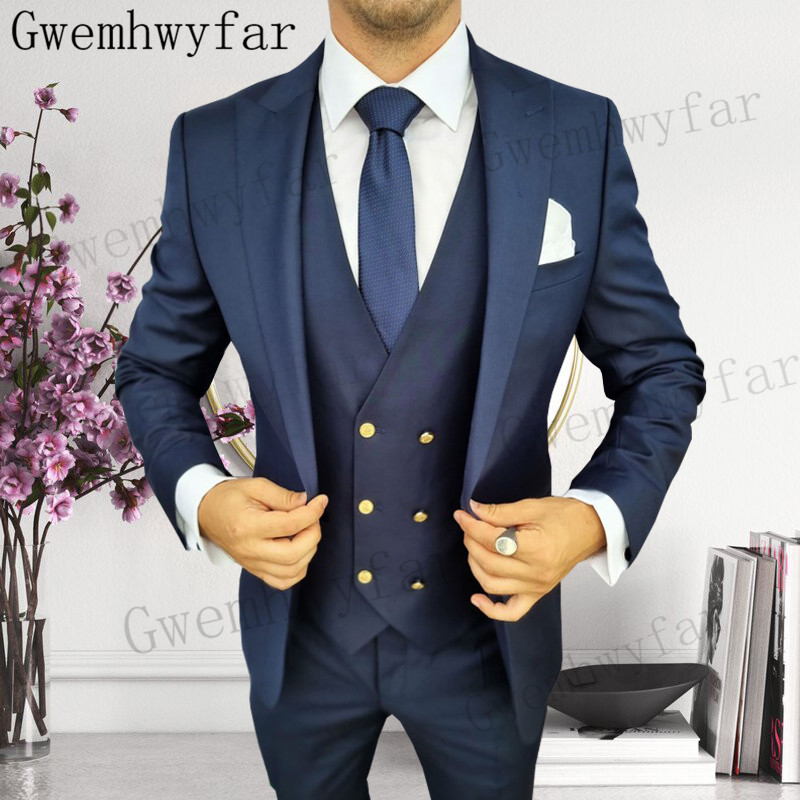Men Formal Wear Pants - Gwenhwyfar เจ้าบ่าว Peaked Lapel Tuxedo ผู้ชายชุดแต่งงาน/พรหม/อาหารค่ํา
