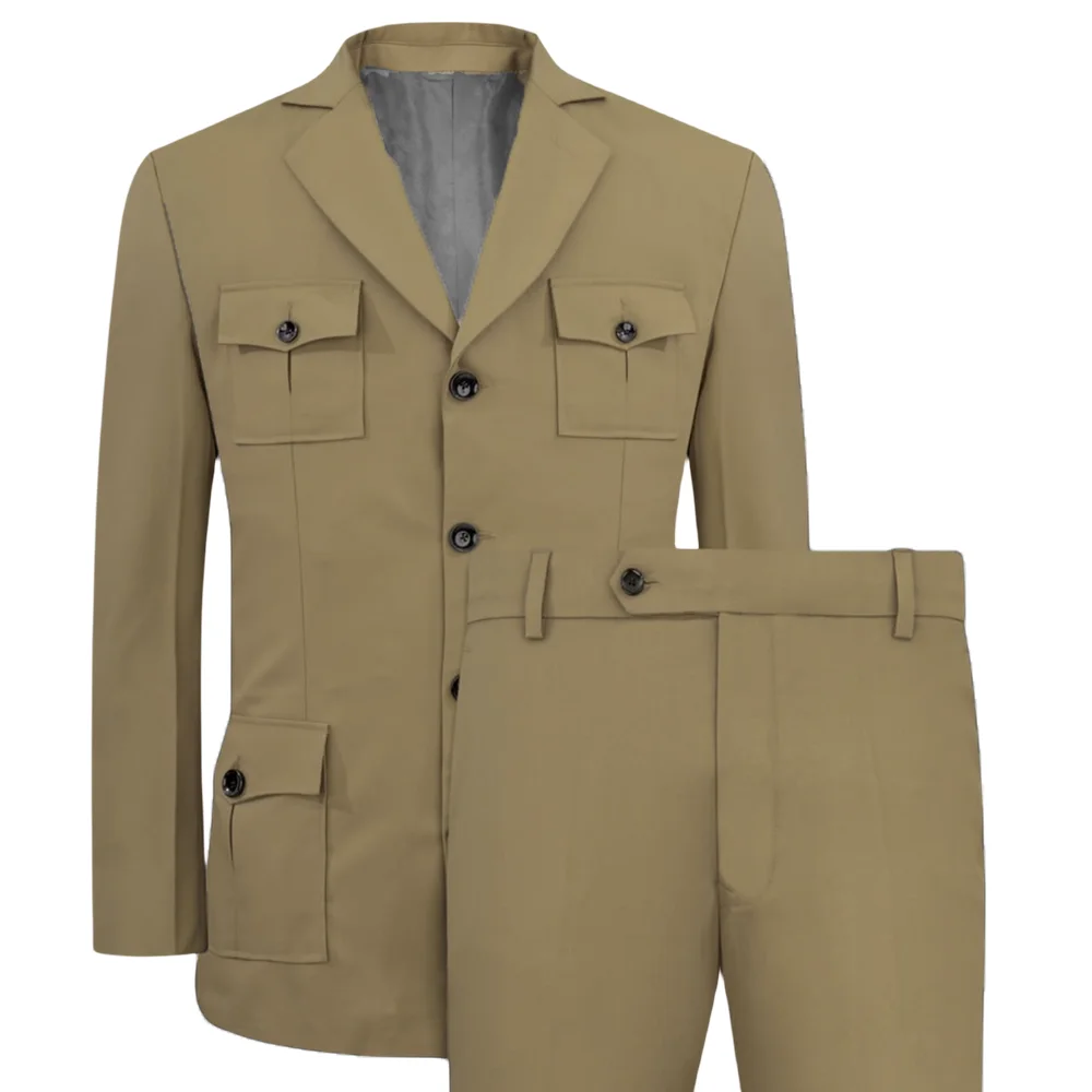 Khaki Formal Wear Men - ผู้ชายชุด Jakcet Casual สีกากี 2 ชิ้น