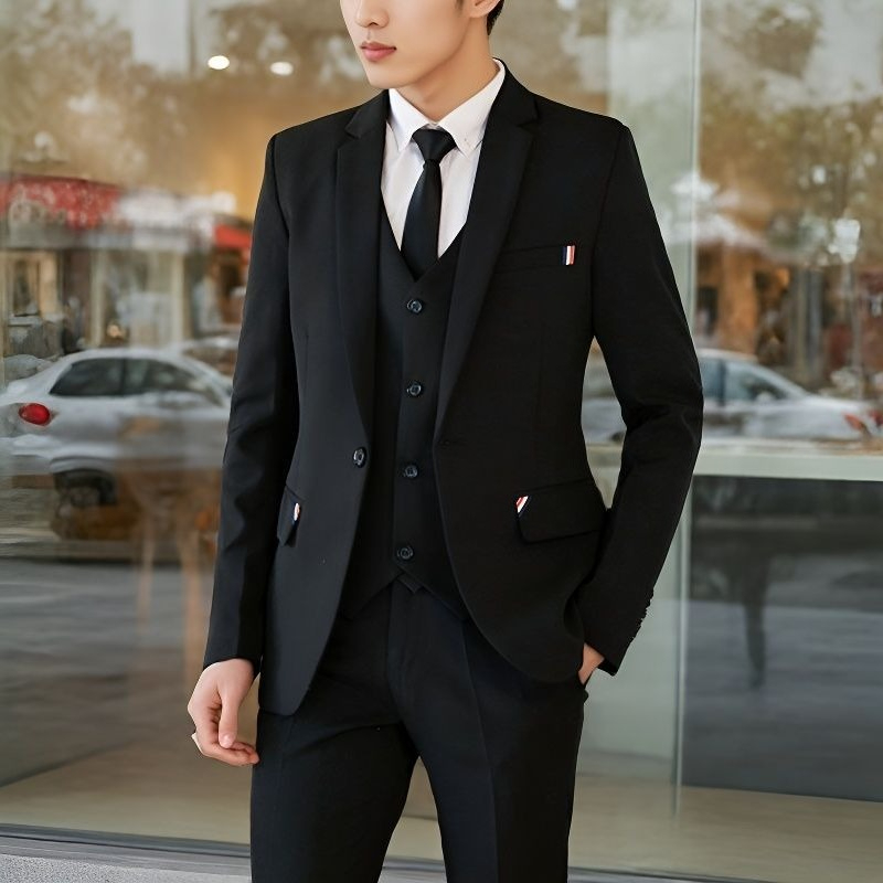 Korean Men Formal Wear - ชุดสูทผู้ชาย 2 ชิ้นทรงเข้ารูป สไตล์เกาหลี สำหรับธุรกิจ งานแต่งงาน