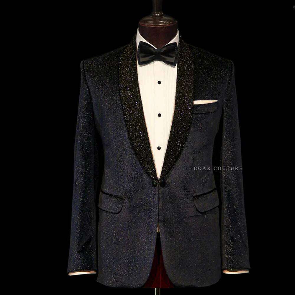 Men Formal Wear Clothes - ชุดสูทแต่งงาน 2 ชิ้น ดีไซน์หรูหรา ทรงเข้ารูป ปกผ้าคลุมไหล่