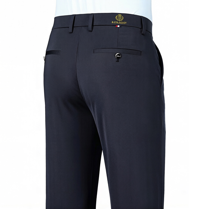 Dress Pant Flat Front - กางเกงขายาวผู้ชายแฟชั่นปี 2026 ทรงยืด ผ้าเรียบ ทรงสุภาพ สีดำ
