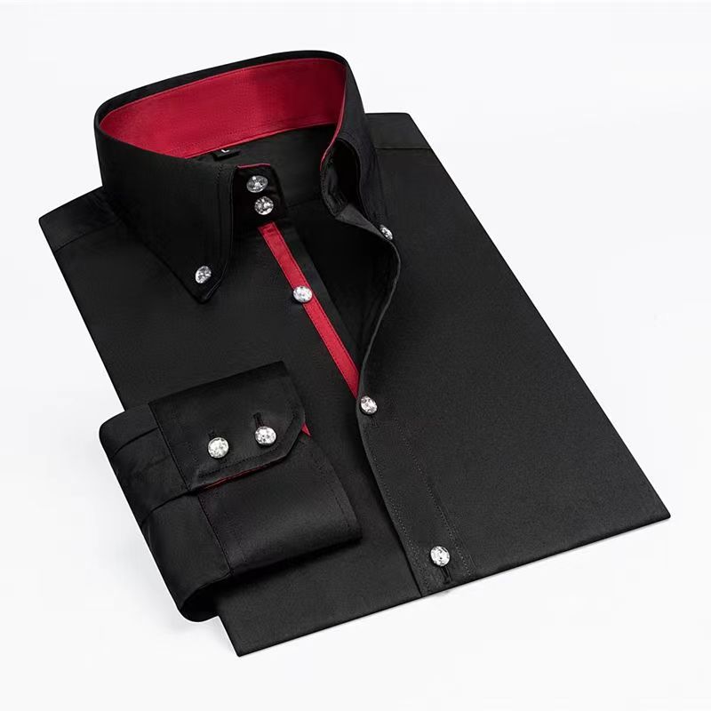 Korean Men Formal Wear - เสื้อเชิ้ตสีขาวแขนยาวสำหรับผู้ชาย, ชุดเดรส mode korea คอปกกระดุมเสื้อทรงสลิมฟิตลำลองธุรกิจฤดูใบไม้ร่วง