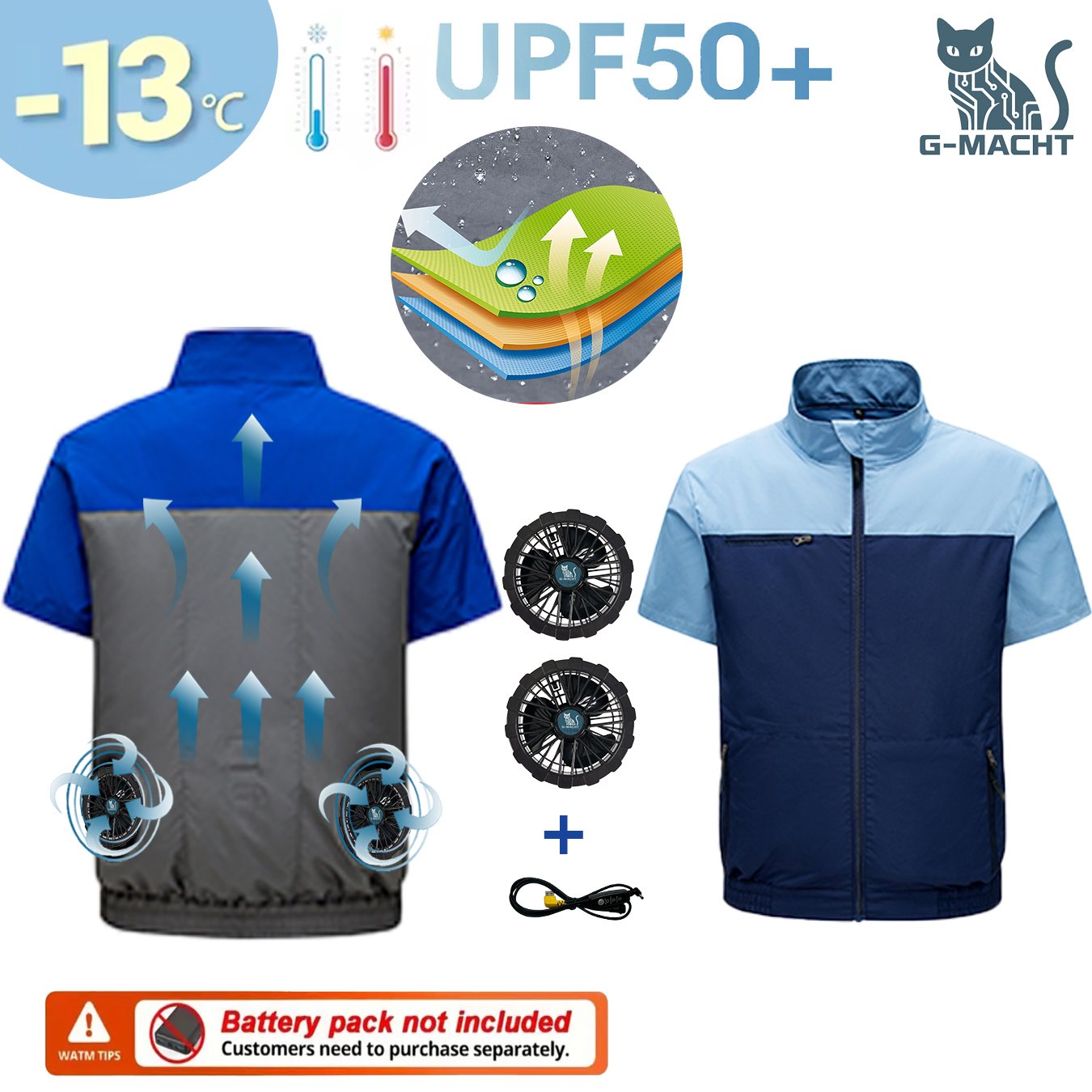 Men Formal Wear Clothes - เสื้อระบายความร้อนสำหรับผู้ชาย G-MACHT พร้อมพัดลม 4 ตัว เสื้อผ้าปรับอากาศ