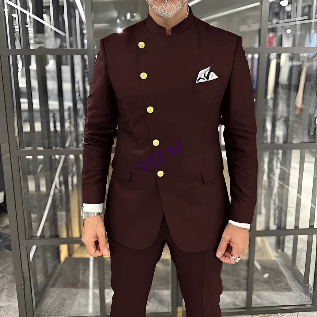 Men Formal Wear Pants - ชุดสูทเจ้าบ่าวทรงสลิมฟิตแบบสั่งตัด 2 ชิ้น ชุดสูทแต่งงานสำหรับผู้ชาย แจ็คเก็ตและกางเกง ชุดทางการ