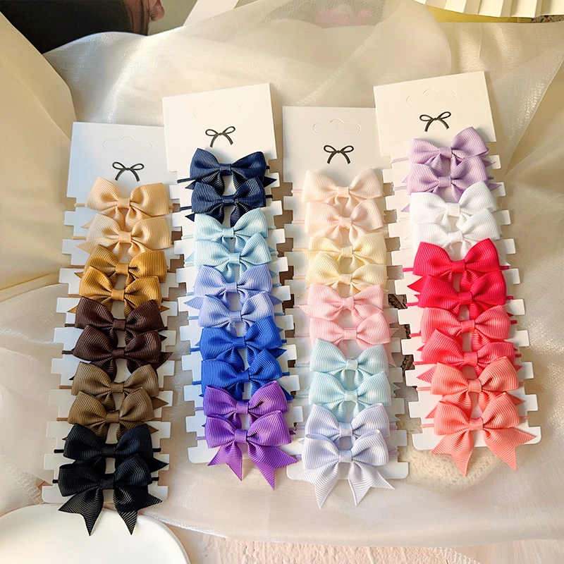 Tie Bar Clip - 10 ชิ้น 3 รูปแบบ Bows ผมยางรัดผมริบบิ้น
