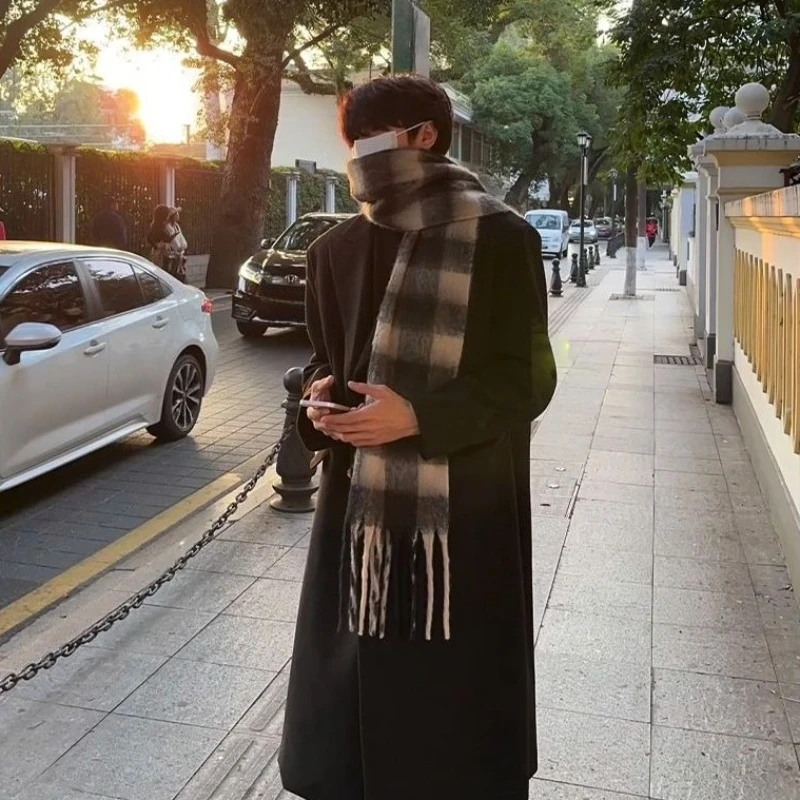 Korean Men Formal Wear - เสื้อโค้ทขนสัตว์ผู้ชายสไตล์เกาหลี ความยาวปานกลาง ชุดทางการ เสื้อโค้ทมีสไตล์ระดับไฮเอนด์ ​