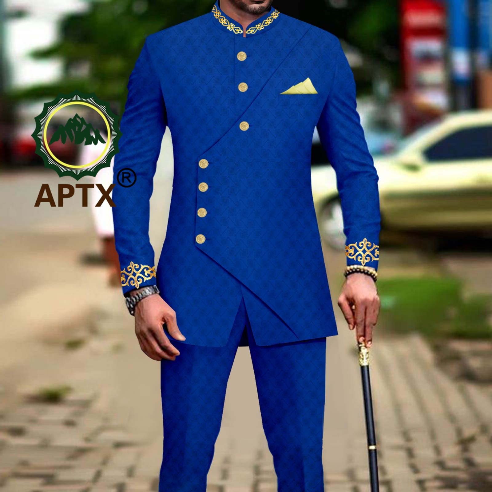Men Formal Wear Clothes - แอฟริกันเสื้อผ้าสําหรับชายธุรกิจชุดสูท Bazin Riche เสื้อแจ็คเก็ตและกางเกง 2 PCS