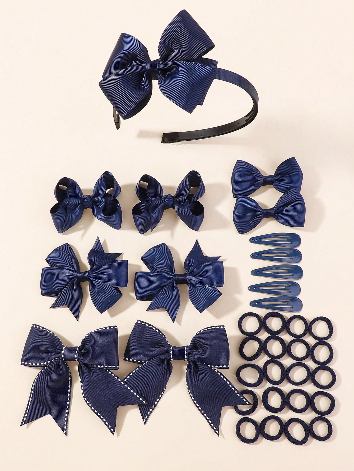 Tie Bar Clip - 34 ชิ้น/เซ็ตใหม่แฟชั่น Layered Hairbands ริบบิ้น Bows