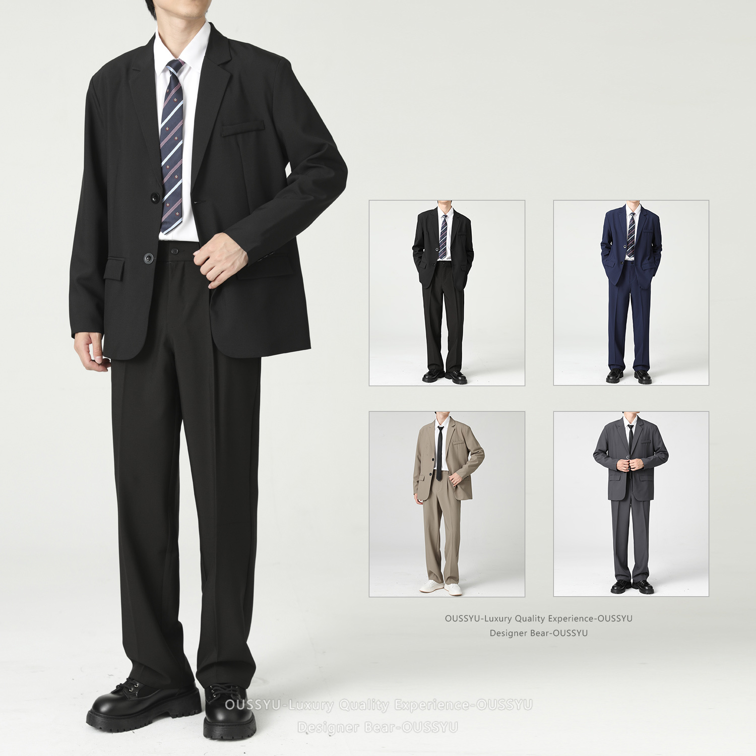 Korean Men Formal Wear - ชุดสูทลำลองผู้ชาย 2 ชิ้น คุณภาพสูง เสื้อเบลเซอร์และกางเกงขายาว ทรงเข้ารูป
