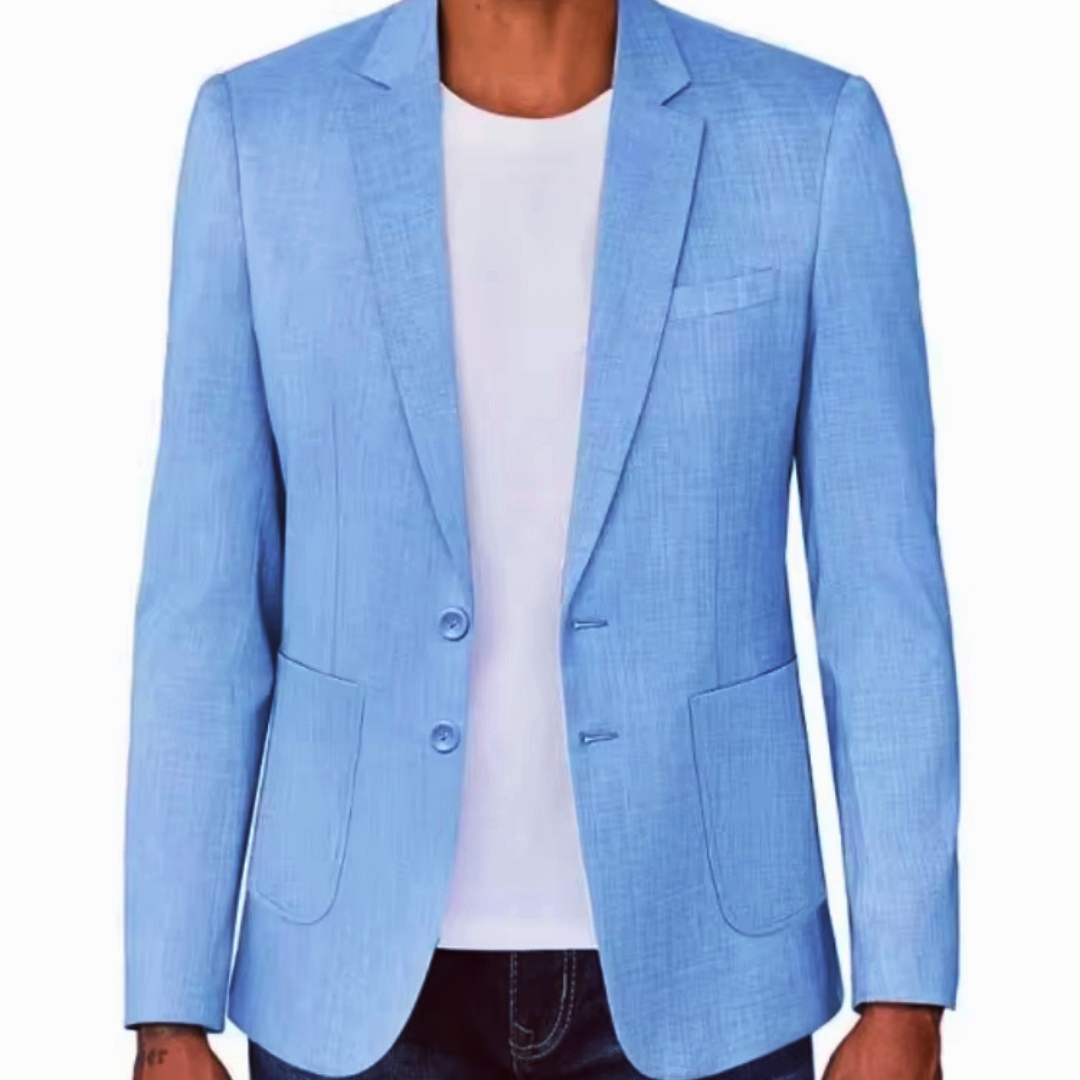 Men Formal Wear Summer - เสื้อเบลเซอร์ผ้าลินินสีเบจ/น้ำเงินทรงเข้ารูปสำหรับผู้ชาย สไตล์ลำลอง เหมาะสำหรับงานปาร์ตี้ งานพรอม เสื้อโค้ทดีไซน์เนอร์ สำหรับฤดูใบไม้ผลิและฤดูร้อน