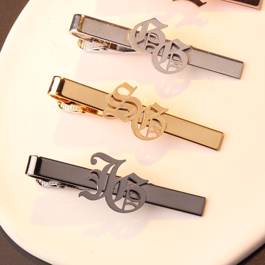 Tie Bar Clip - Custom ชื่อเริ่มต้น Tie คลิปสําหรับผู้ชายเนคไท Tie Clasp