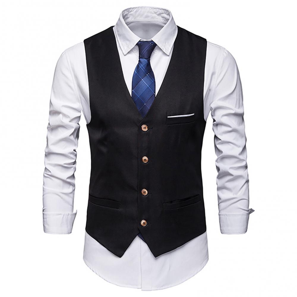 Men Formal Wear Vest - เสื้อกั๊กชุดเดรสสำหรับผู้ชายทรงสลิมฟิตเสื้อกั๊กเสื้อสูทสำหรับผู้ชายเสื้อกั๊กธุรกิจอย่างเป็นทางการสำหรับแขนกุดแบบลำลองผู้ชาย