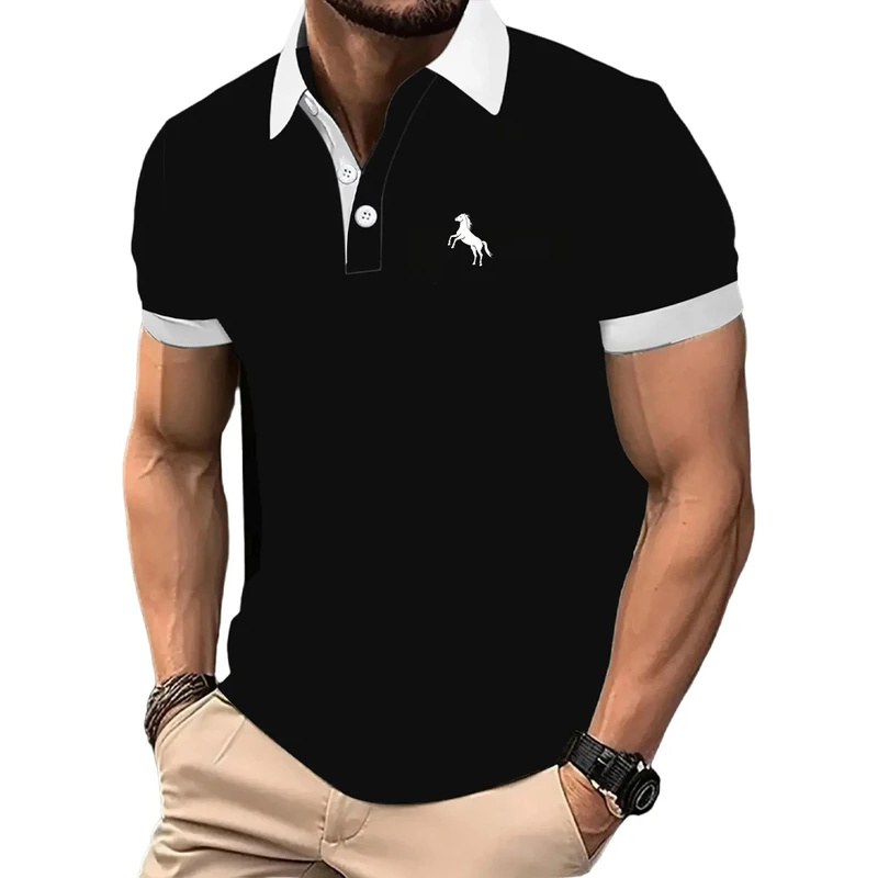 Men Formal Wear Clothes - เสื้อโปโลผู้ชาย แขนสั้น สีไล่ระดับ เสื้อยืดออกกำลังกาย ฟิตเนส กอล์ฟ