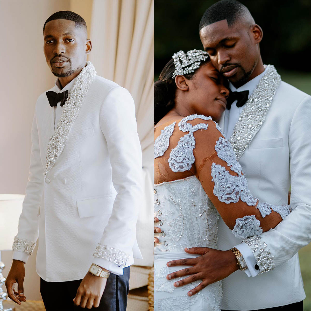 Men Formal Wear Wedding Guest - ชุดทักซิโด้สำหรับงานแต่งงานของผู้ชายชุด2ชิ้นประดับด้วยลูกปัดไข่มุกขนาดใหญ่ชุดสูทผู้ชายธุรกิจทางการสำหรับแขก