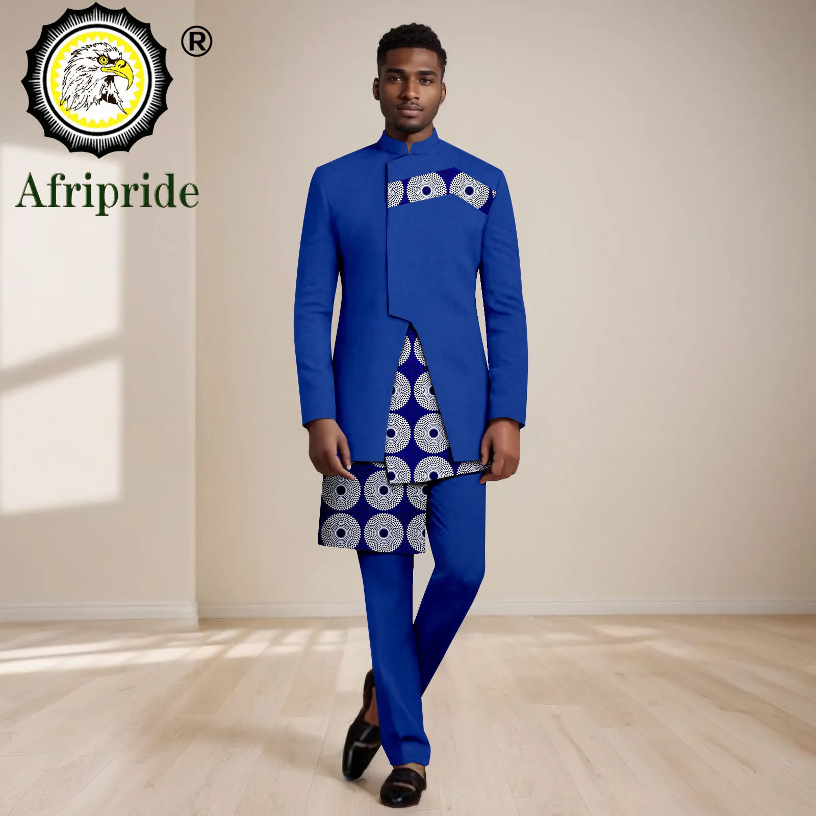 Men Formal Wear Clothes - 2416048เสื้อสูททรงสลิมฟิตสำหรับผู้ชายเสื้อสูทพิมพ์ลายแขนยาวทรงสลิมฟิตชุด2ชิ้นสไตล์ดาชิกิชุดสูทแนวธุรกิจ