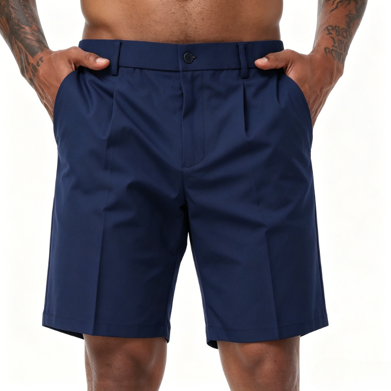Men Formal Wear Summer - กางเกงขาสั้นผู้ชายแฟชั่นญี่ปุ่น กางเกงขาสั้นเบอร์มิวดา ผ้าไหมน้ำแข็งสำหรับฤดูร้อน กางเกงขาสั้นแบบมีซิปสำหรับธุรกิจ กางเกงขาสั้นสำหรับทำงาน กางเกงขาสั้นสำหรับใส่ทำงานในออฟฟิศ