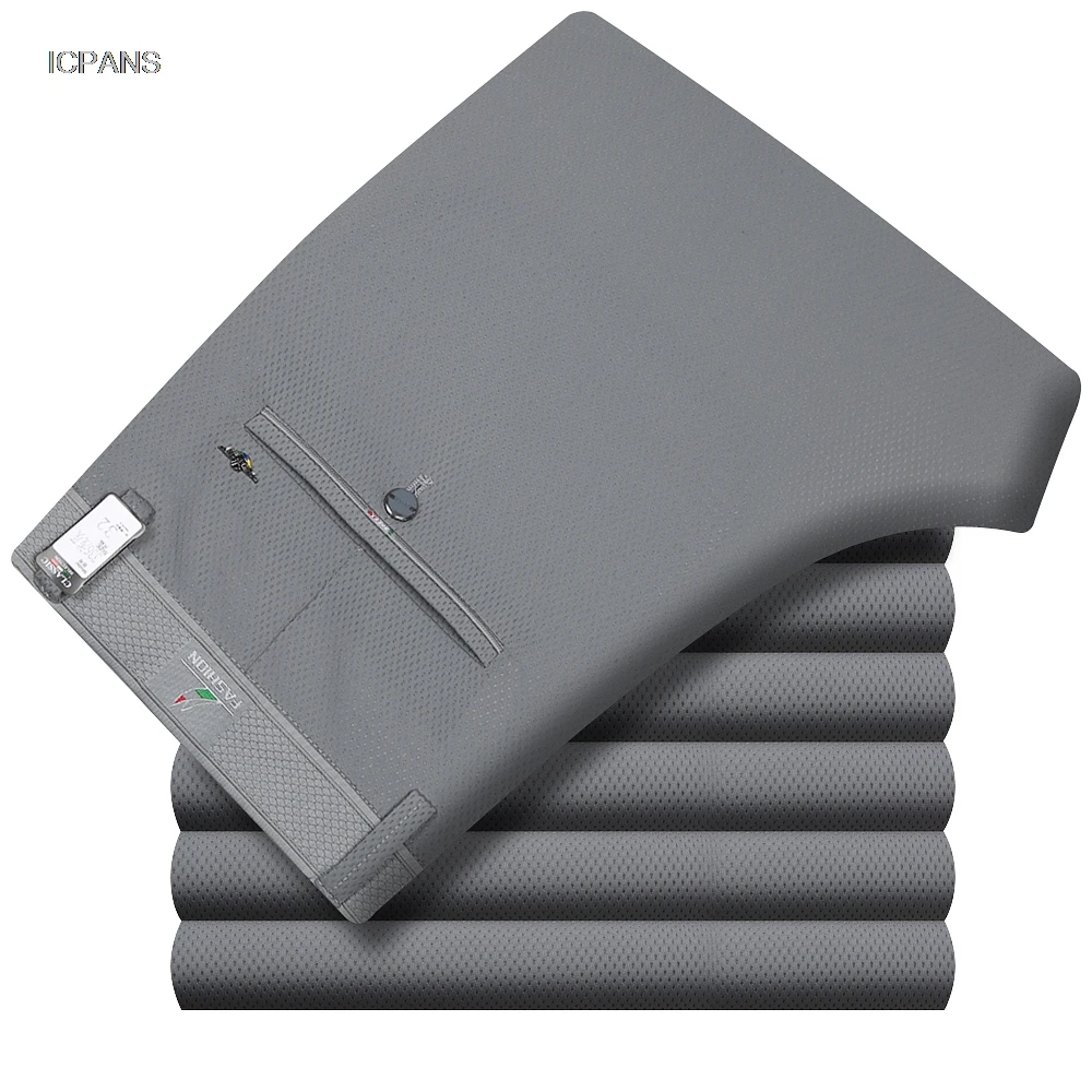Dress Pant Flat Front - บางฤดูร้อนกางเกงบุรุษยืดอย่างเป็นทางการลายสก๊อตกางเกงสําหรับชายตรงคลาสสิกสีดําสีเทากางเกงด้านหน้าแบนขนาด 38 40