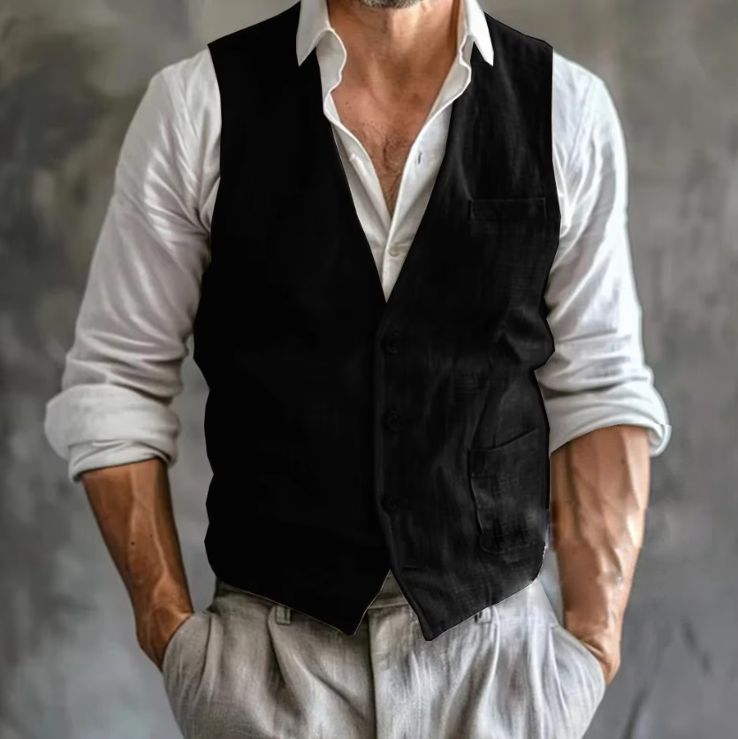 ผู้ชายผ้าลินินฤดูร้อนชาย GILET - Men Formal Wear Vest บทวิจารณ์และราคา