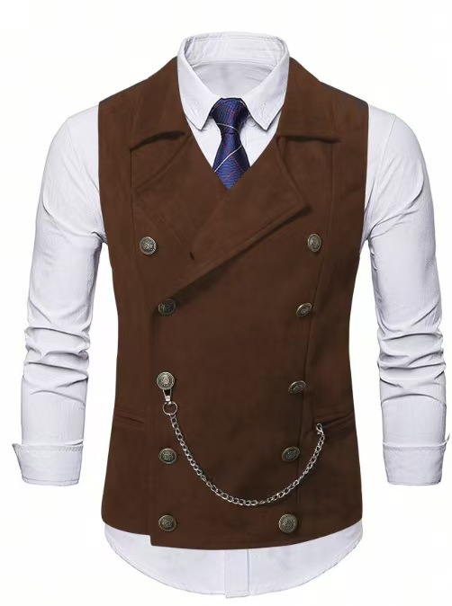 เสื้อกั๊กผู้ชายแบบกระดุมสองแถว - Men Formal Wear Vest บทวิจารณ์และราคา