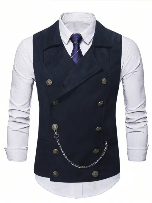 เสื้อกั๊กผู้ชายแบบกระดุมสองแถว - Men Formal Wear Vest บทวิจารณ์และราคา