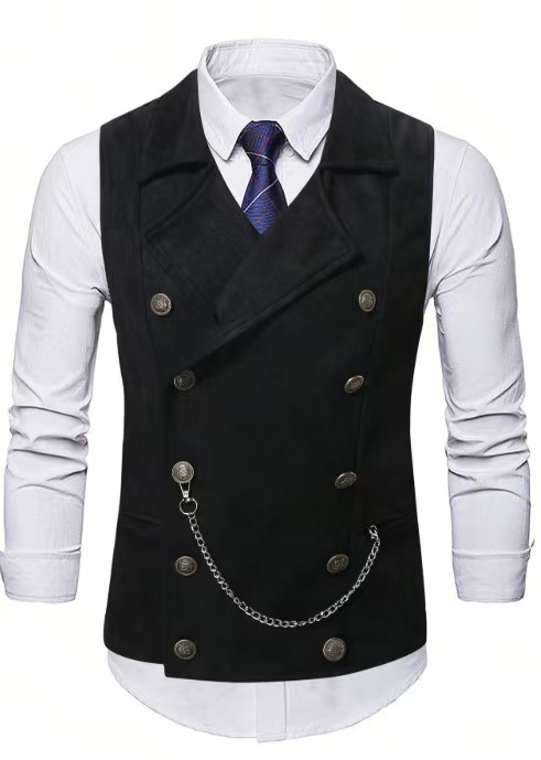 เสื้อกั๊กผู้ชายแบบกระดุมสองแถว - Men Formal Wear Vest บทวิจารณ์และราคา