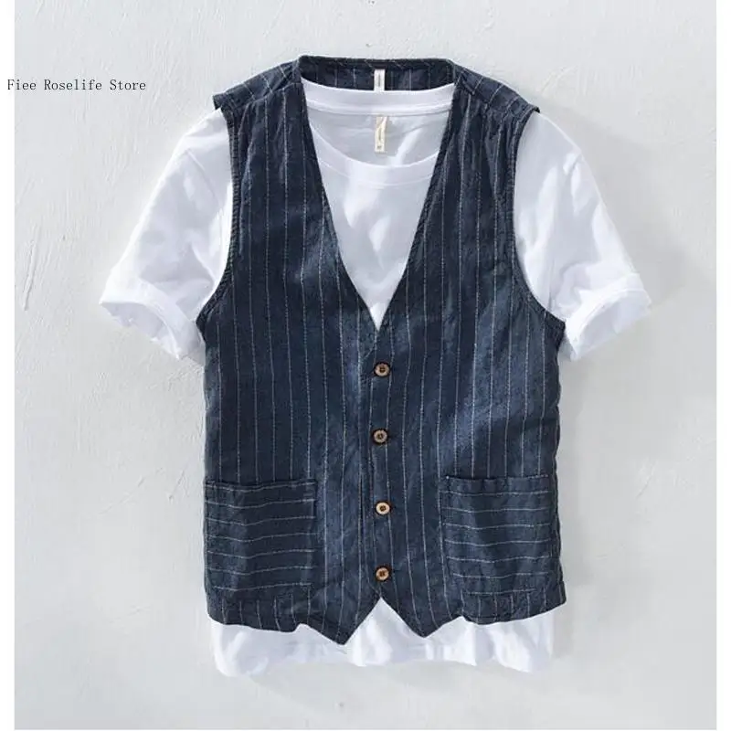 เสื้อกั๊กผ้าลินินสไตล์ลำลองแบบ - Men Formal Wear Summer บทวิจารณ์และราคา