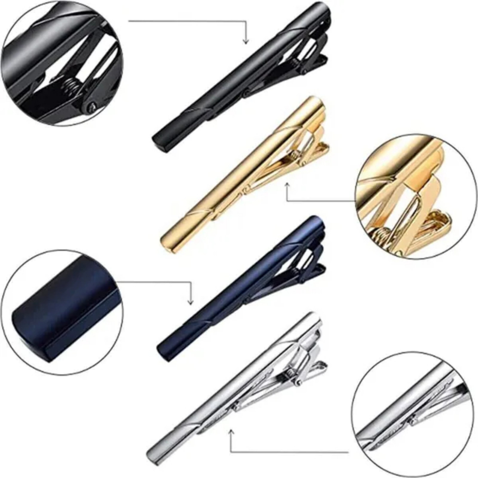 4 ชิ้น คลิปหนีบเนคไทสแตนเลสสำห - Tie Bar Clip บทวิจารณ์และราคา