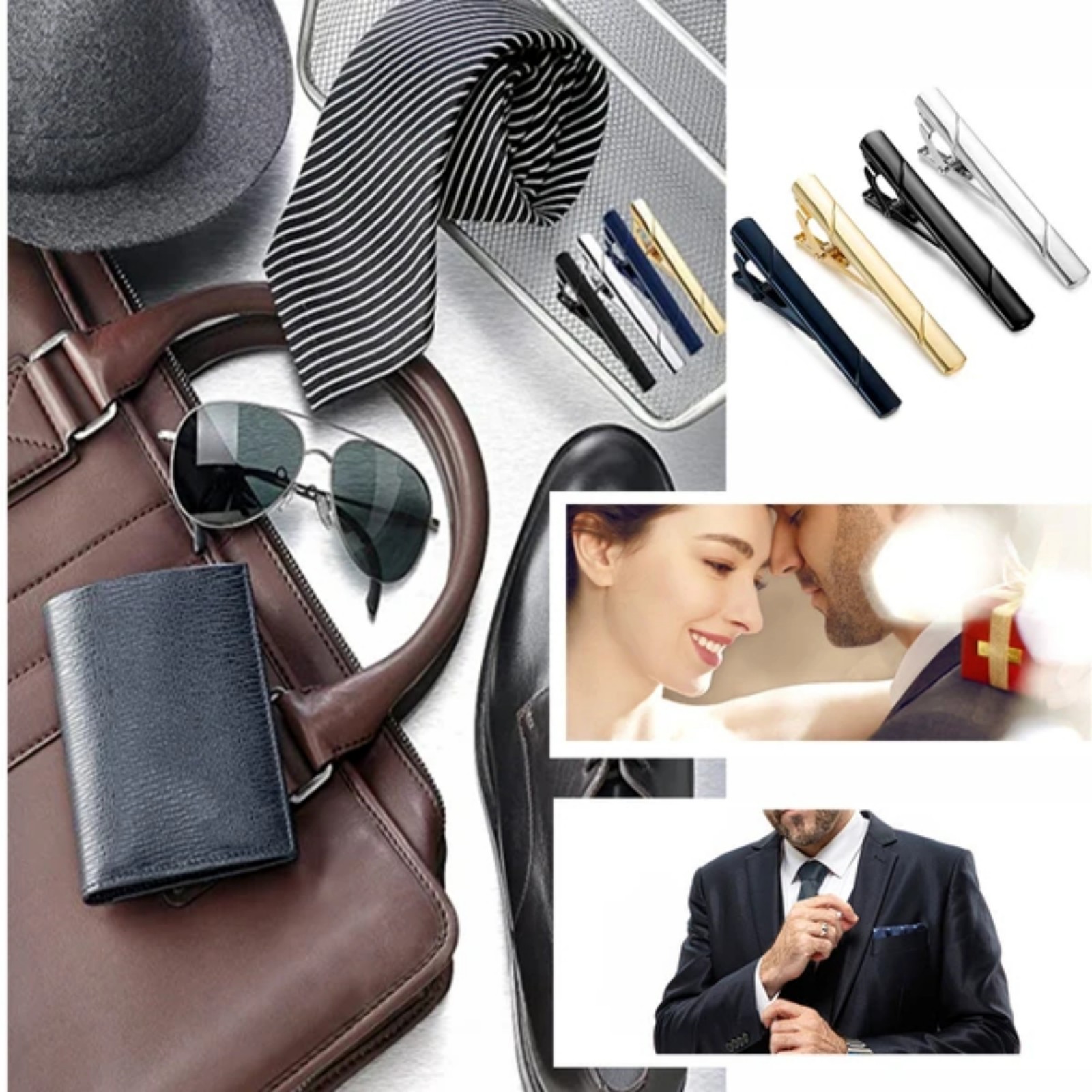 4 ชิ้น คลิปหนีบเนคไทสแตนเลสสำห - Tie Bar Clip บทวิจารณ์และราคา