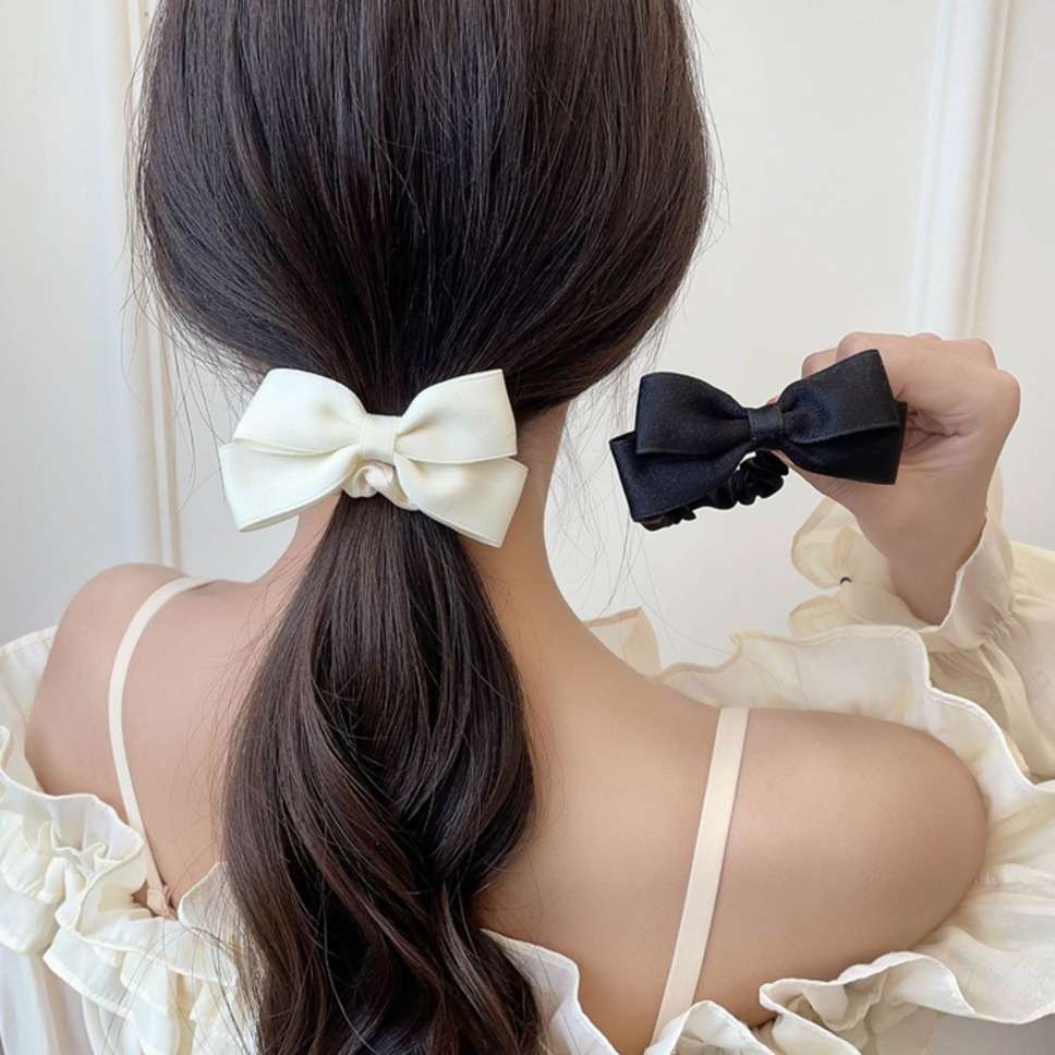 ใหม่เกาหลีโบว์ผมวงยืดหยุ่นสีดํ - Tie Bar Clip บทวิจารณ์และราคา