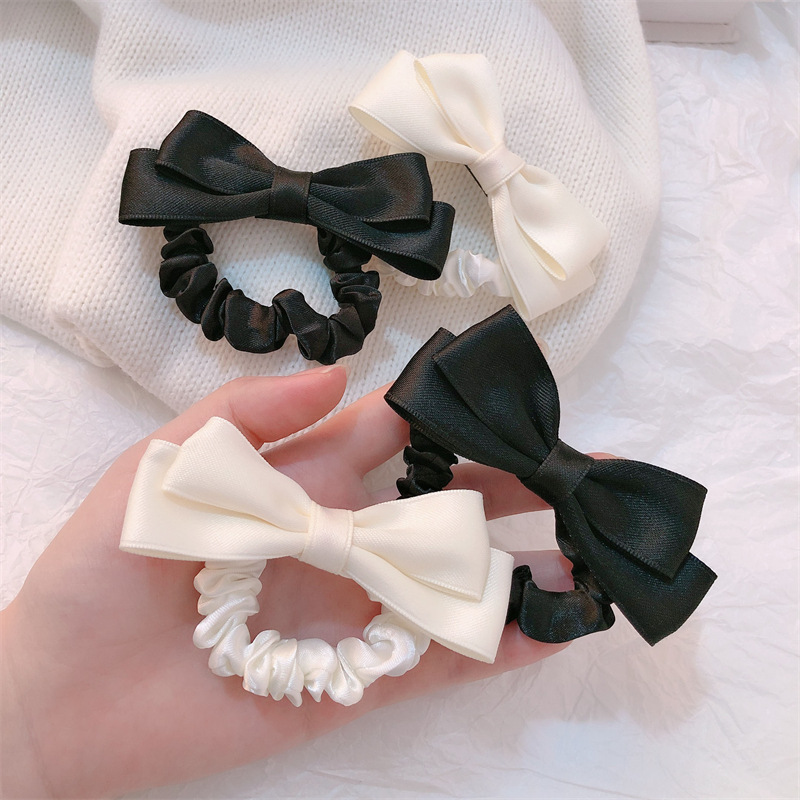 ใหม่เกาหลีโบว์ผมวงยืดหยุ่นสีดํ - Tie Bar Clip บทวิจารณ์และราคา