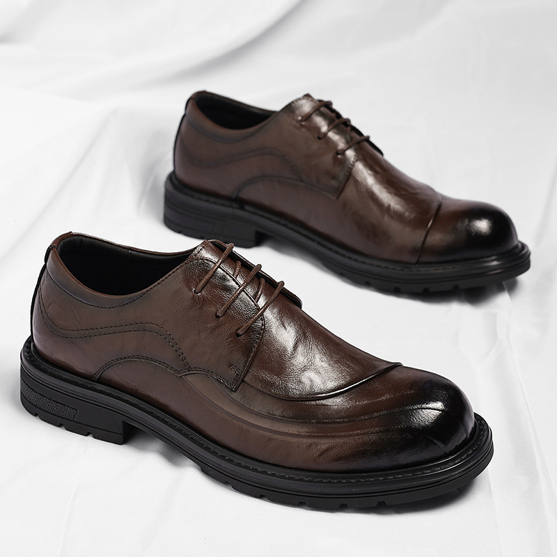 รองเท้าหนังแท้สีน้ำตาลขัดเงา แ - Men'S Formal Office Wear Shoes บทวิจารณ์และราคา
