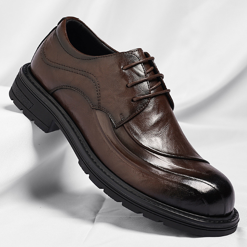 รองเท้าหนังแท้สีน้ำตาลขัดเงา แ - Men'S Formal Office Wear Shoes บทวิจารณ์และราคา