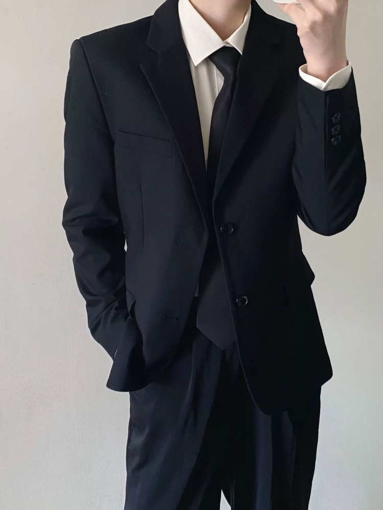 ชุดสูทสีดำสำหรับผู้ชาย ชุดธุรก - Korean Men Formal Wear บทวิจารณ์และราคา