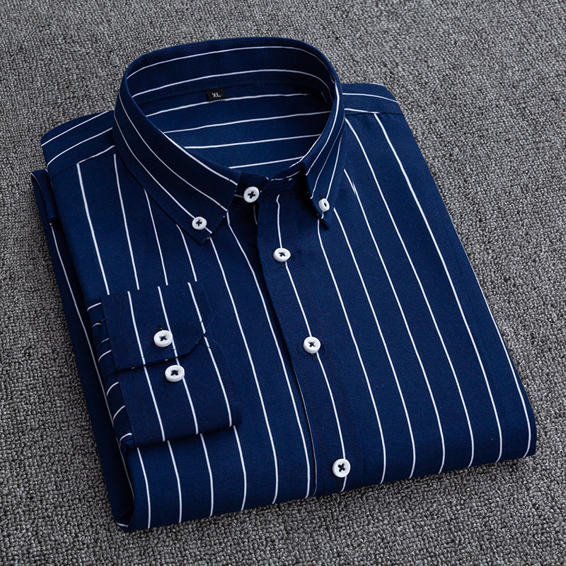 เสื้อเชิ้ตลายตารางแขนยาวลายทาง - Korean Men Formal Wear บทวิจารณ์และราคา