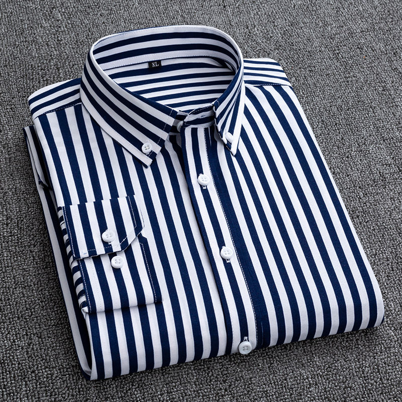 เสื้อเชิ้ตลายตารางแขนยาวลายทาง - Korean Men Formal Wear บทวิจารณ์และราคา
