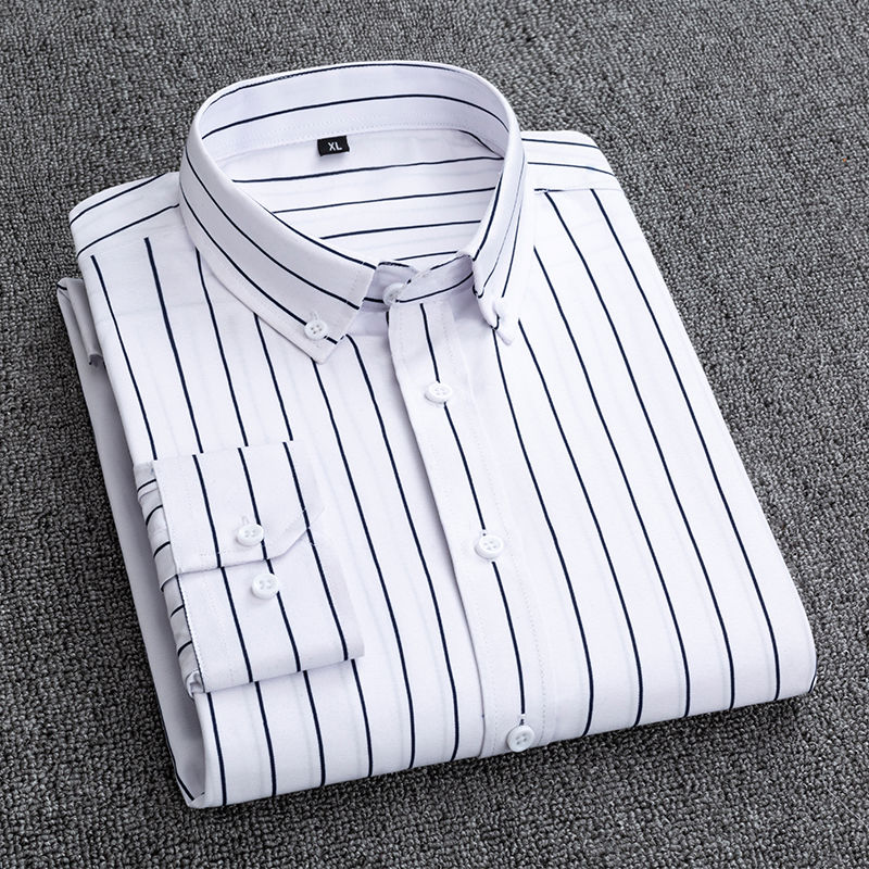 เสื้อเชิ้ตลายตารางแขนยาวลายทาง - Korean Men Formal Wear บทวิจารณ์และราคา