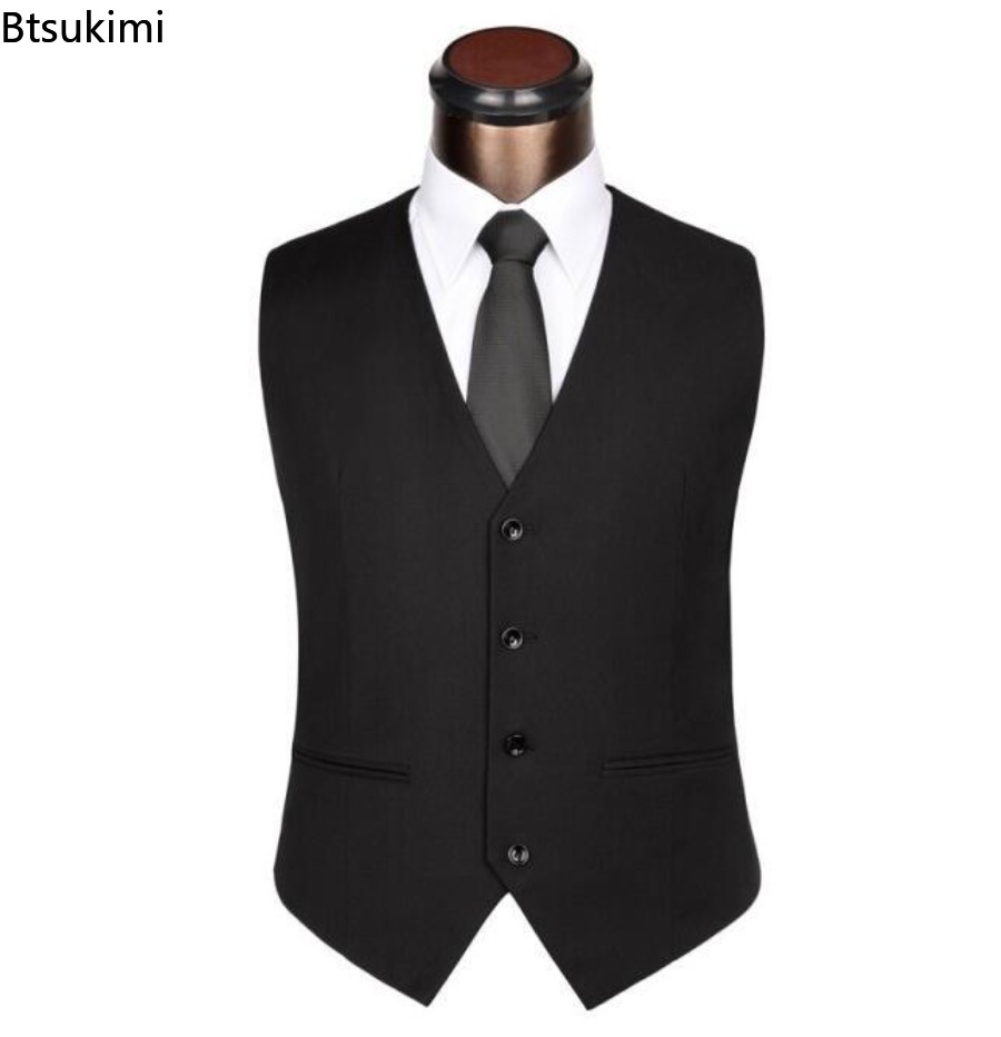S-6XL Plus ขนาดชายเกาหลี Slim  - Men Formal Wear Vest บทวิจารณ์และราคา