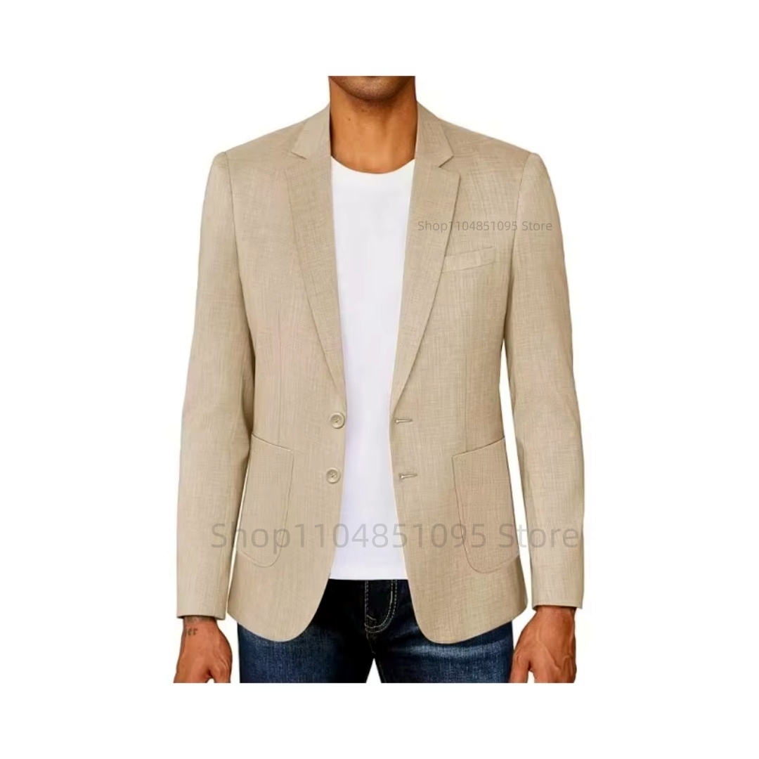 เสื้อเบลเซอร์ผ้าลินินสีเบจ/น้ำ - Men Formal Wear Summer บทวิจารณ์และราคา