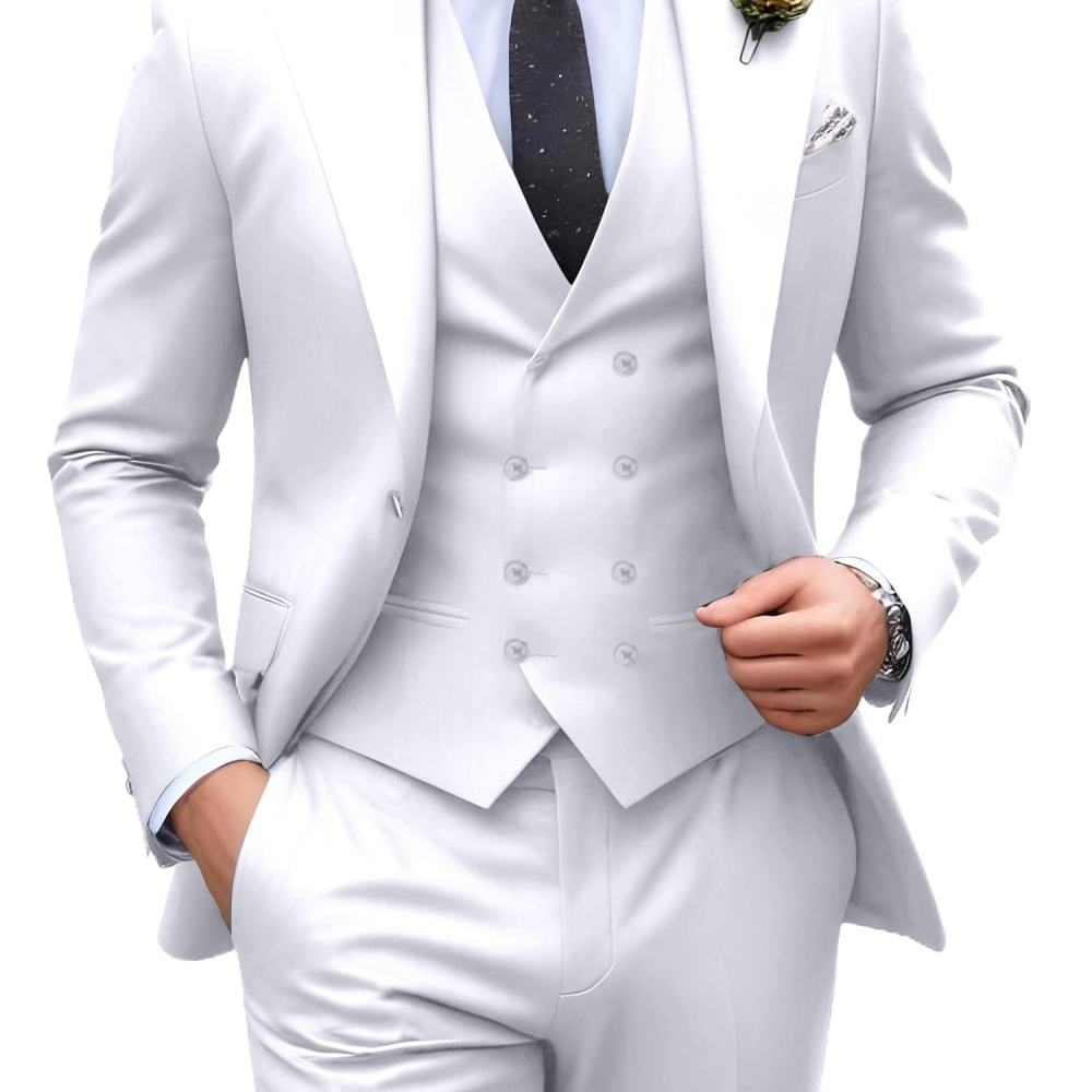 ชุดสูทผู้ชายสีพื้น 3 ชิ้น สำหร - Men Formal Wear Pants บทวิจารณ์และราคา