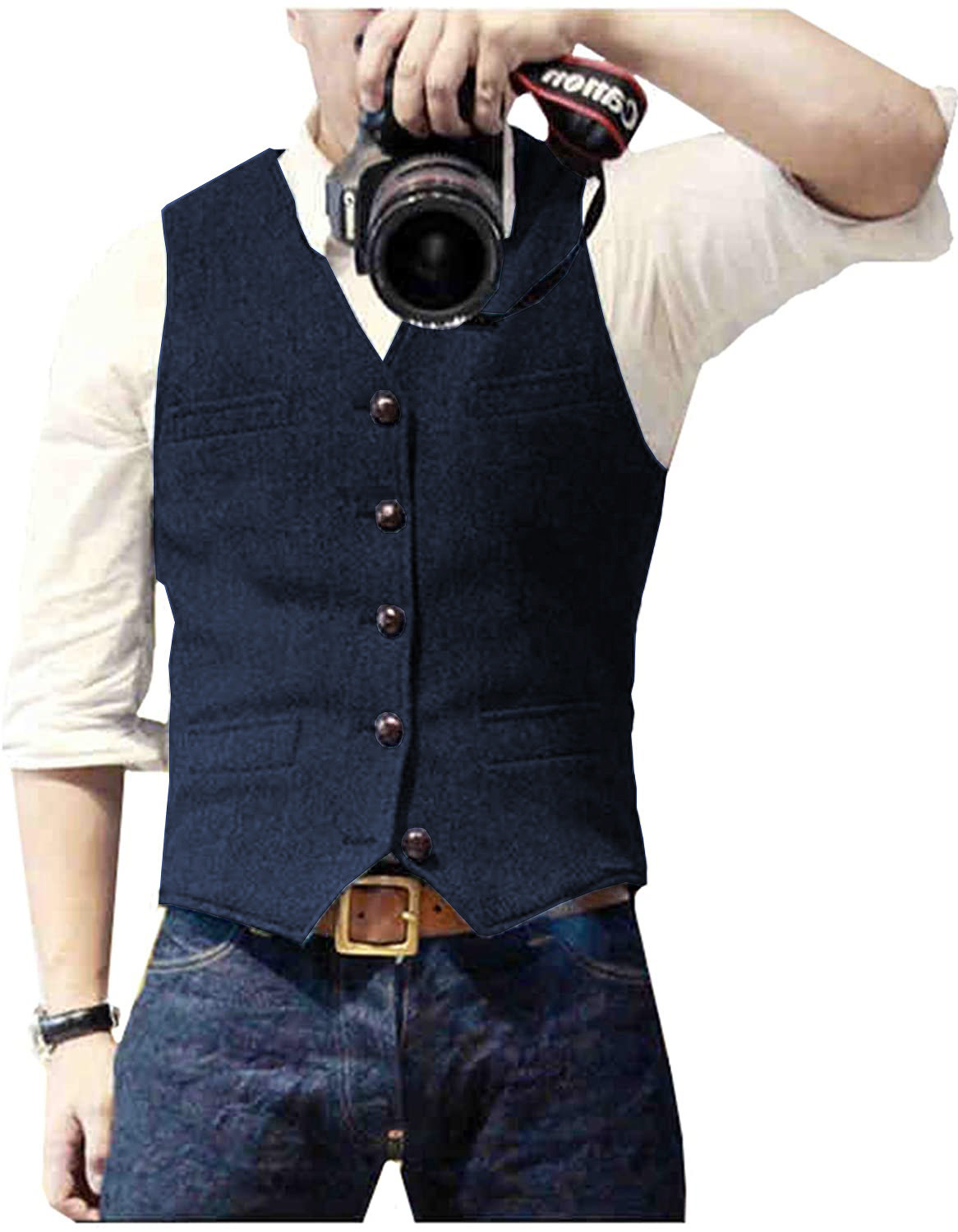 เสื้อกั๊กสูทผู้ชาย คอวี ผ้าขนส - Men Formal Wear Vest บทวิจารณ์และราคา