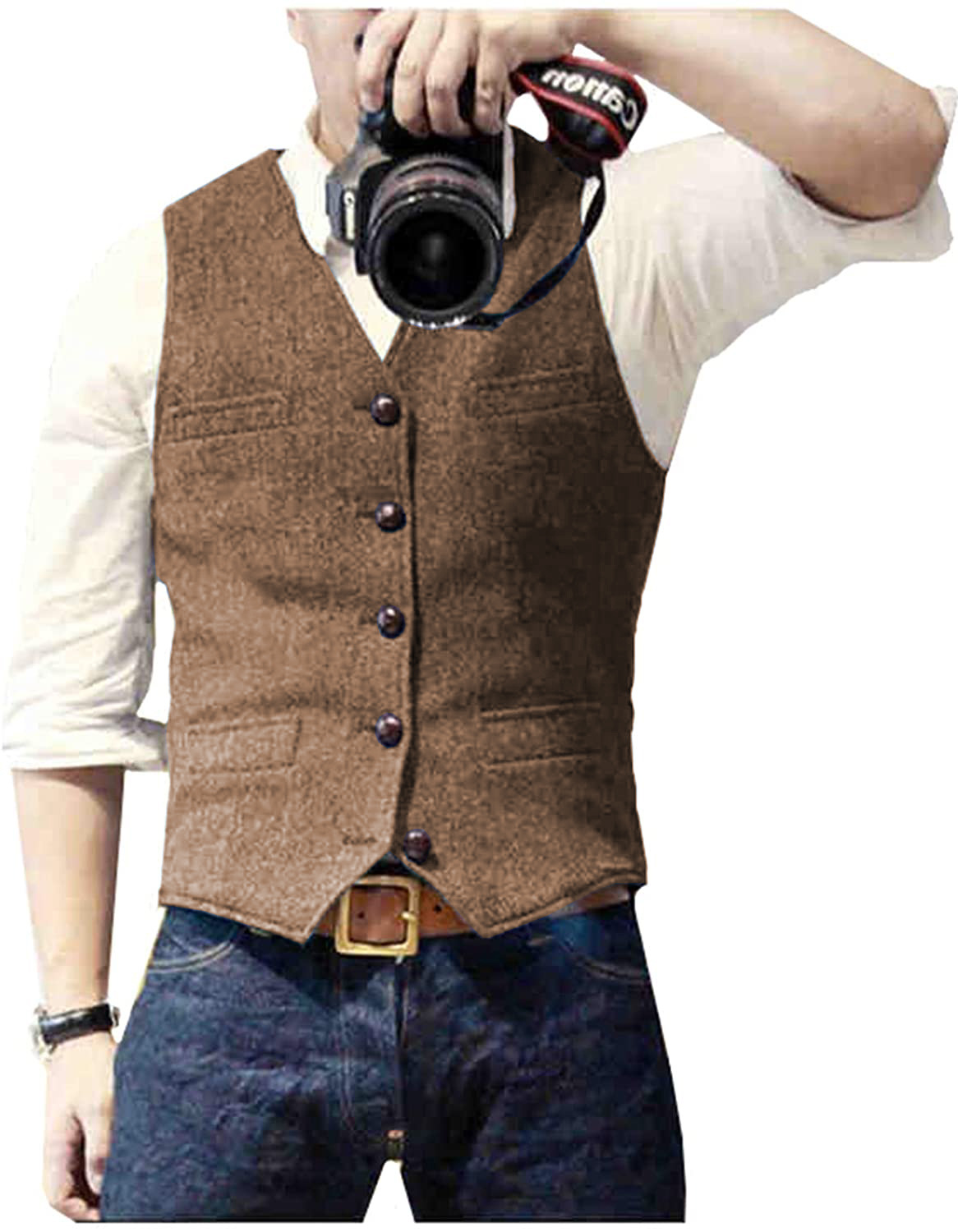 เสื้อกั๊กสูทผู้ชาย คอวี ผ้าขนส - Men Formal Wear Vest บทวิจารณ์และราคา