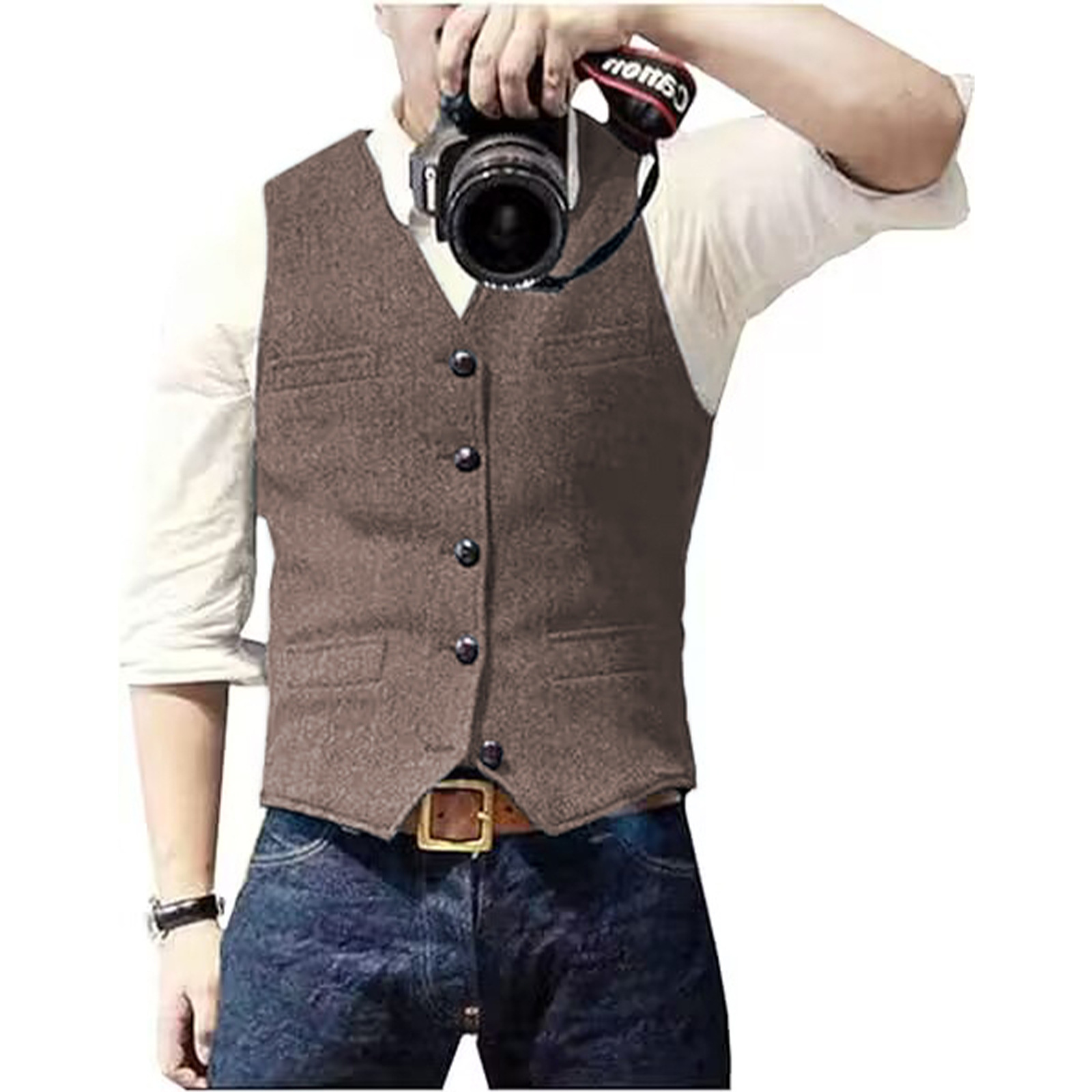 เสื้อกั๊กสูทผู้ชาย คอวี ผ้าขนส - Men Formal Wear Vest บทวิจารณ์และราคา