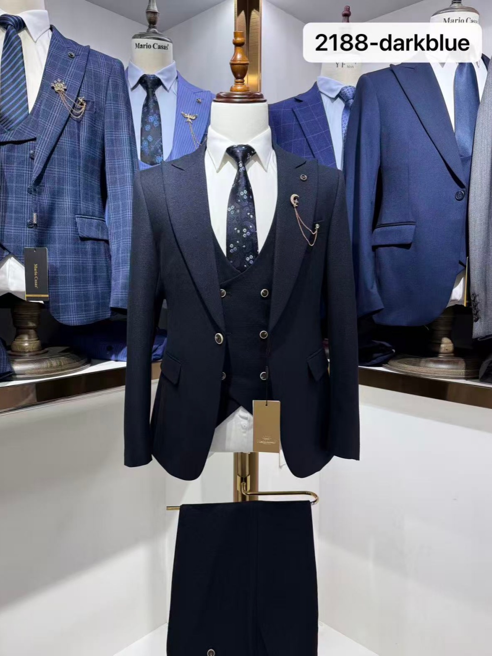 ชุดสูทผู้ชายสีน้ำเงินเข้ม 3 ชิ - Men Formal Wear Clothes บทวิจารณ์และราคา