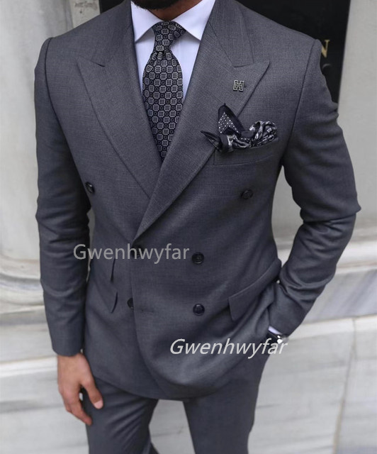 Gwenhwyar Grey Double Breasted - Men Formal Wear Clothes บทวิจารณ์และราคา