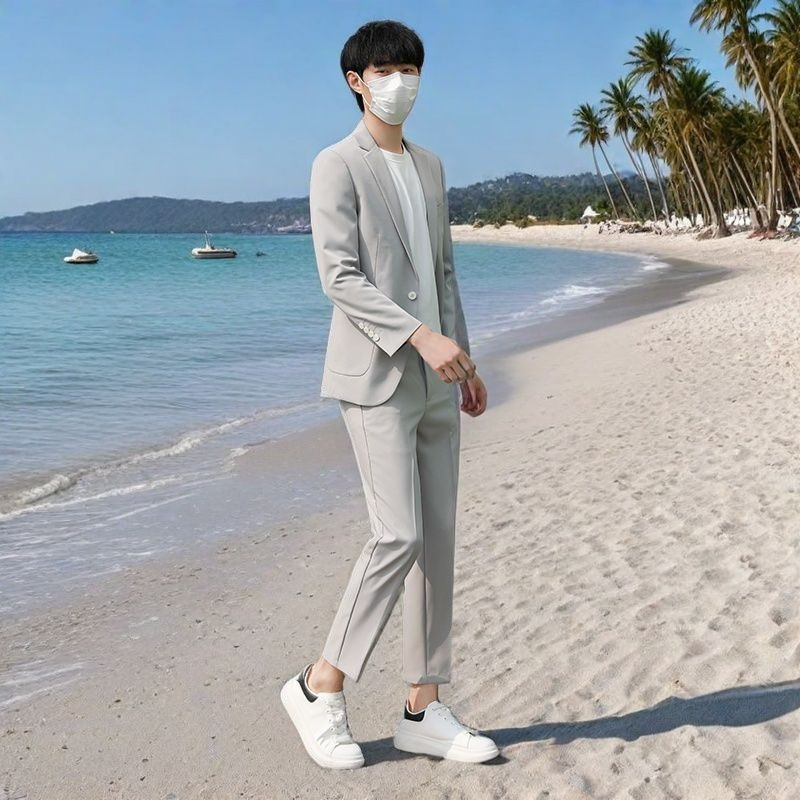 ชุดสูทฤดูร้อนน้ำหนักเบาสำหรับผ - Korean Men Formal Wear บทวิจารณ์และราคา