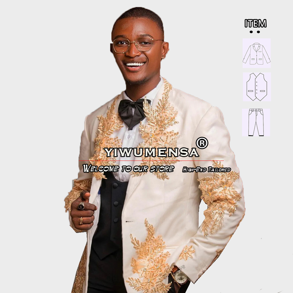 ที่กําหนดเอง 3 ชิ้นชุดผู้ชายอย - Men Formal Wear Pants บทวิจารณ์และราคา