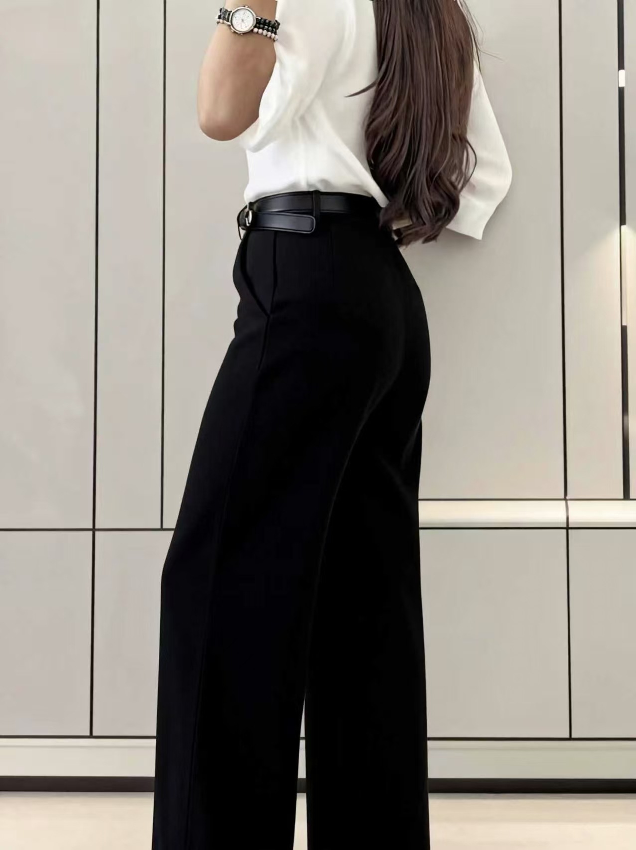 กางเกงขายาวทรงพาลาซโซ่เอวสูง ด - Dress Pant Flat Front บทวิจารณ์และราคา