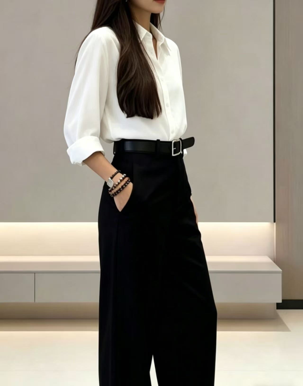 กางเกงขายาวทรงพาลาซโซ่เอวสูง ด - Dress Pant Flat Front บทวิจารณ์และราคา