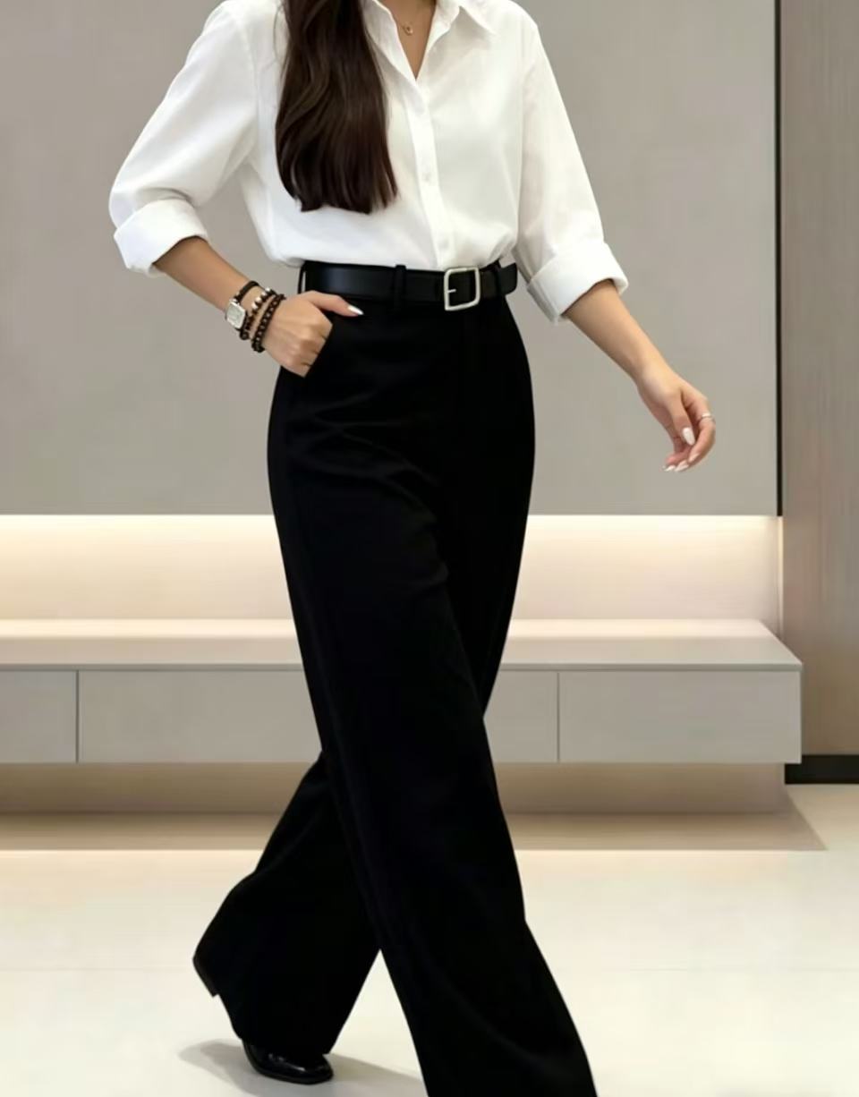 กางเกงขายาวทรงพาลาซโซ่เอวสูง ด - Dress Pant Flat Front บทวิจารณ์และราคา