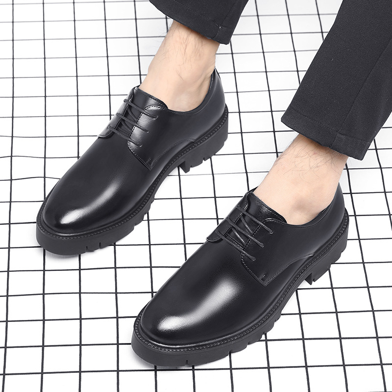 รองเท้าหนังสีดำแบบผูกเชือกสำหร - Men'S Formal Office Wear Shoes บทวิจารณ์และราคา